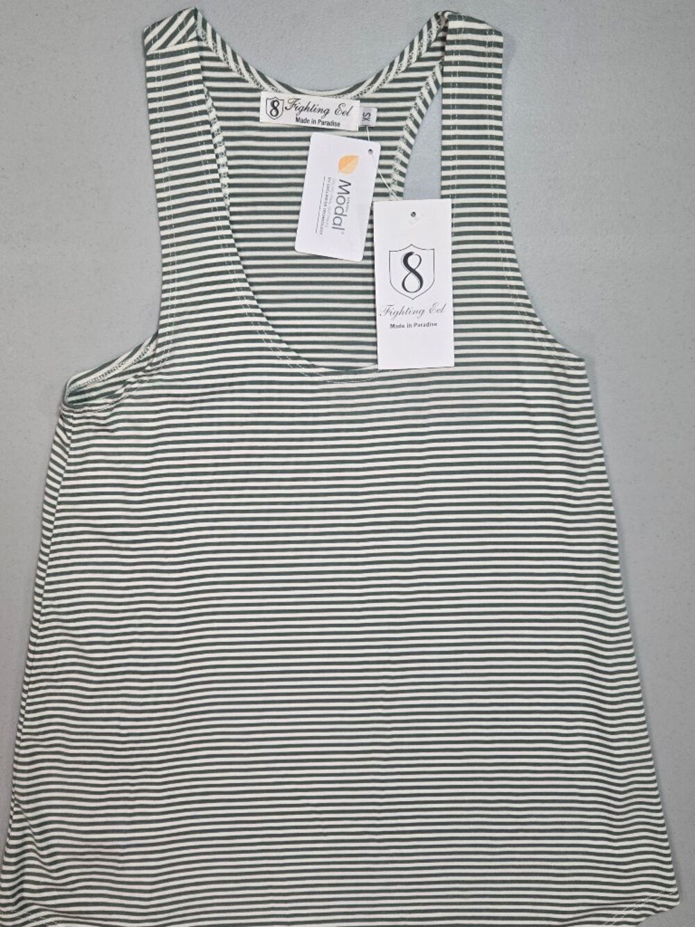 New With Tags Fighting Eel Tank Size XS Seaweed Stripe